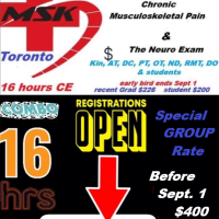 Neurobiology of Chronic MSK Pain / Neuro Lab Combo Weekend - Sept. 26-27 Toronto  - Early Bird Sale before Sept.  1 - combo  GROUP RATE